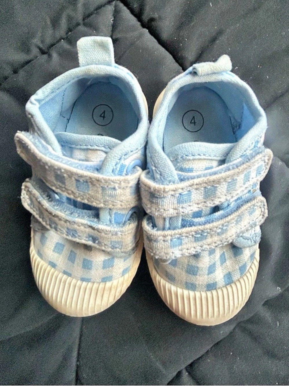 Cat and Jack Toddler Gingham Sneakers Blue & White